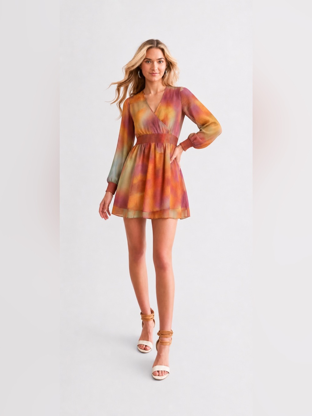 Generation K Multicolor Tie-Dye Dress with Smocked Waist, Size M